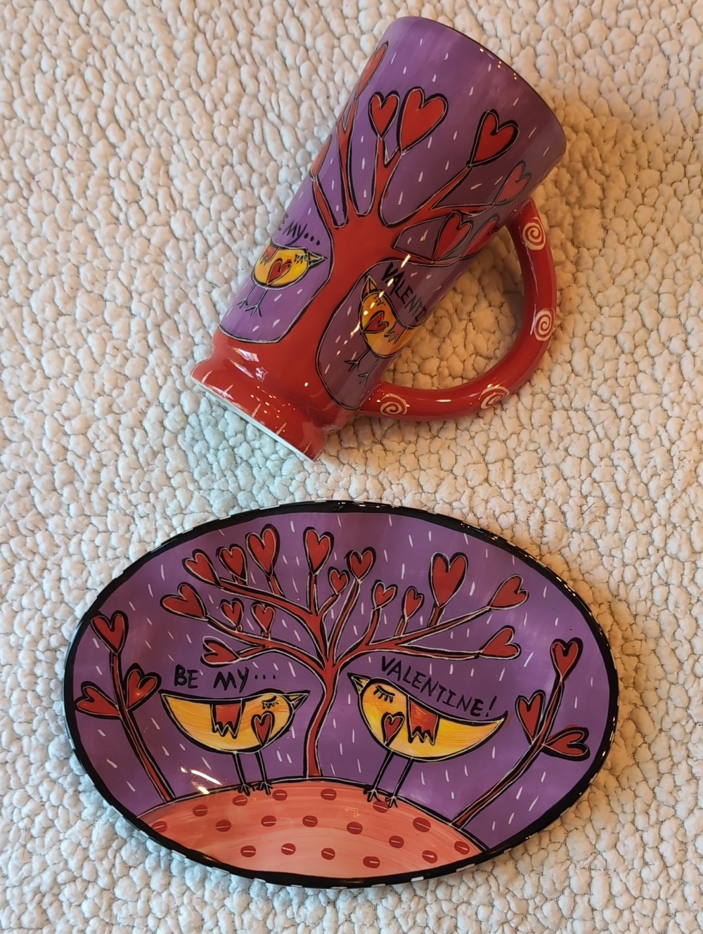 Studio Design Works Valentine's Day Mug and Plate Set birds hearts Be Mine!
